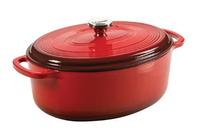 OVAL ENAMELED CAST IRON DUTCH OVEN - 7 QUART - RED