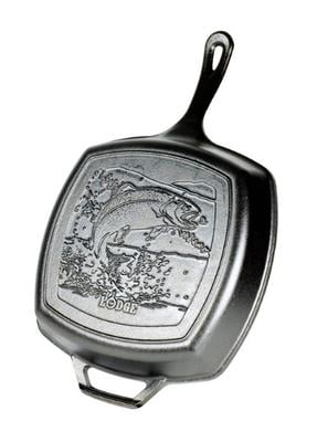 WILDFIRE SERIES - SQUARE CAST IRON FISH GRILL PAN - 10.5 INCH
