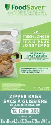 FoodSaver Vacuum Zipper Gallon Bags, 12 Count