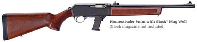 HOMESTEADER  CARBINE- 9MM WITH GLOCK MAG WELL - 10 RDS - ROUND BLUED BBL - AMERICAN WALNUT