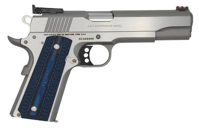 1911 GOVERNMENT GOLD CUP LITE - 45 ACP - SAO - 8 RDS - STAINLESS - G10 BLUE SCALLOPED CHECKERED