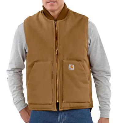MEN'S  DUCK VEST - QUILT LINED - BROWN - TALL SIZES